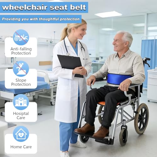 Image of Wheelchair Seatbelt,Wheelchair Harness for Adults,Safety Belt for the Elderly,Adjustable Straps for Dementia Patients Falling Out Prevention,Adults,The Elderly,Pregnant,Paralyzed(Blue)