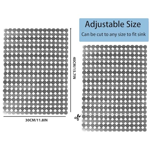 Paquete de 2 alfombrillas protectoras para fregadero de cocina para fregaderos de cerámica/acero inoxidable, tapete de drenaje rápido, antideslizante, protector de fregadero ajustable para encimera de - imagen 5