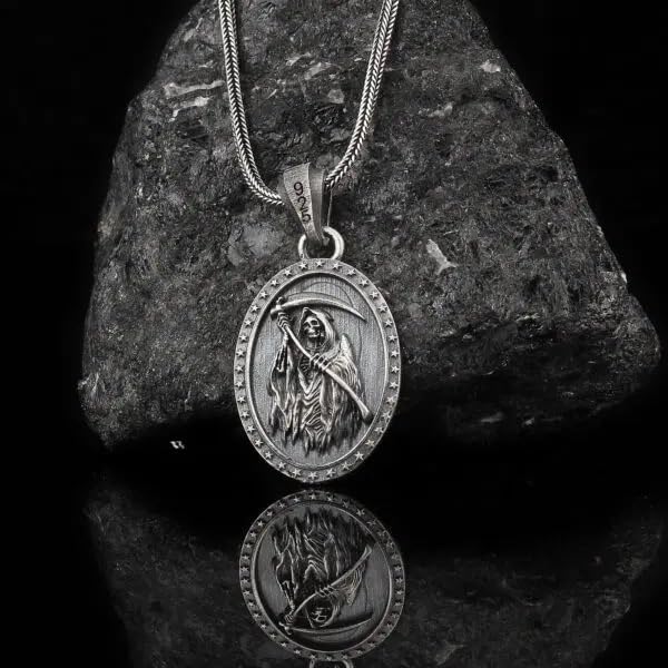 Miniatura 2 de Death Angel Necklace, Grim Reaper Pendant, Dark World Jewelry, Gothic Accessory, 925 Sterling Silver, Artisan Necklace Gift
