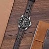 BISONSTRAP Rally Watch Bands, Shrunken Leather Watch Straps for Men, 18mm, Black Coffee with Silver Buckle #1