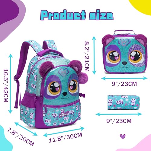 Image of 3 in 1 Backpack Set for Girls - Ages 8-10 with Lunch Box & Pencil Case