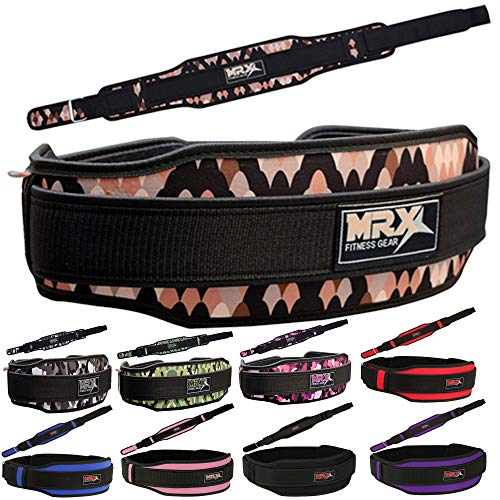 MRX Weight Lifting Belt with Double Back Support Gym Training 5" Wide Belts 11 Colors (Black Brown, Large)