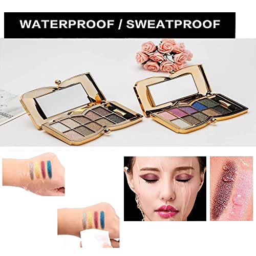 Glitter Eyeshadow Palette Makeup Set,10 Colors Shimmer Eyeshadow Palette Gold Eyeshadow Highly Pigmented Long Lasting Waterproof Sweatproof Professional Nude Eyeshadow Palette Make Up Palettes For Women Warm Natural Neutral Smokey Eye Eyeshadow Palette #TOP4