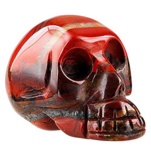 Shanxing Skull Ornamentss Crystal Healing Gemstone Carved Statueu00a0Reikiu00a0Figurine Decoration 1.5 inch,Striped Red Jasper