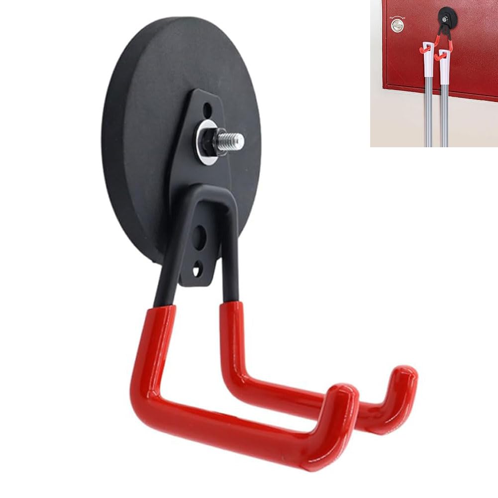 ALCOGOALL Magnetic Double-Claw Hook, Heavy Duty Garage Storage Hook, Strong Magnet Garage Hook, Strong Magnetic Tool Hooks and Utility Hooks with Anti-Slip Coating for Garage, Workshop (Up to 16kg)