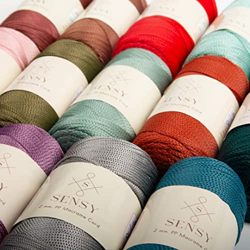Sensy Premium 2mm 251 Yards Polyester Rope 100% Polypropylene Cord Macrame Cord 2mm Crochet Bag Cord Macrame Rope Crochet Thread Gift for Knitter (Sage)