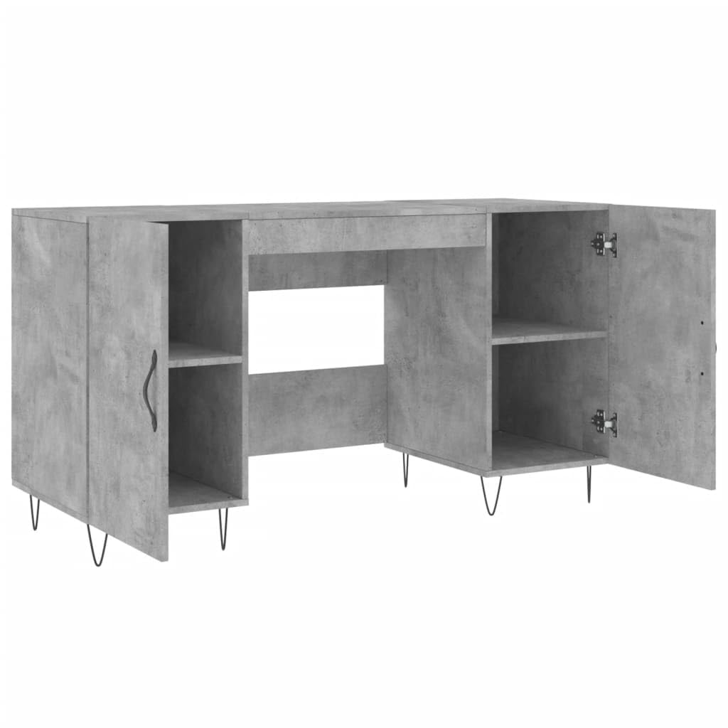 Scrivania grigio cemento 140 x 50 x 75 cm, materiale in legno, 4 scomparti, ideale per casa, ufficio, gioco, stabile, moderna