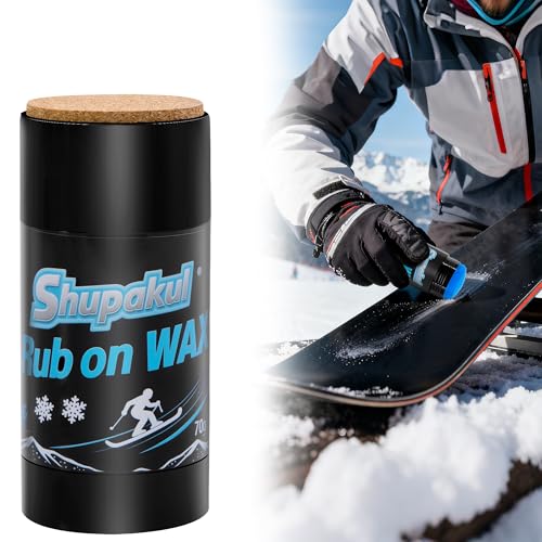 Shupakul 70g Rub on Snowboard Wax, Portable Quick Ski Wax with Cork Applicator,...