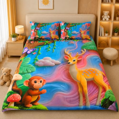 Image of 7D Digital Printed Kids Double Bedsheet Set with Bedsheet Tucker (Free)