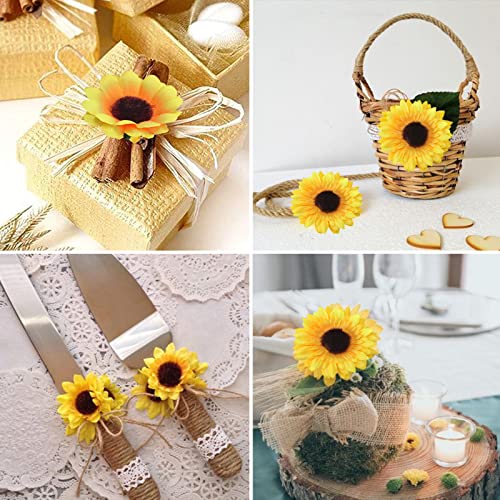 Cewor 200Pcs Artificial Sunflower Heads Fake Sunflowers, 1.8" 2.8" 3.5" Faux Silk Yellow Flowers For Home Wedding Bridal Shower Diy Craft Wreath Fall Party Christmas Tree Decor #TOP4