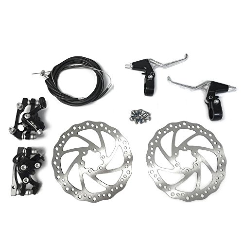 Star-Art Front and Back Disk Brake Kit - Aluminum Alloy Calipers, 2 Pcs Stainless Steel 160 mm Rotors & Cable & Brake Lever & 12 Bolts, Freewheel Threaded Hubs Hole Distance of 44mm (YinXing)1