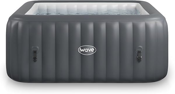 Wave Pacific 4-6 Person Inflatable Hot Tub | Integrated Eco Heater | 110/130 Aquajet Massage System | Anti-Freeze Protection | Quick 15-Minute Setup (Dark Grey, 4 Person | Standard) - 1