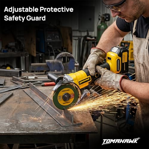 Image of Tomahawk TSG-1525 20V Brushless Cordless Angle Grinder with 2 x 3.0Ah Batteries & Charger | 4 Inch Disc | 3-Speed up to 8500 RPM | Trigger Lock