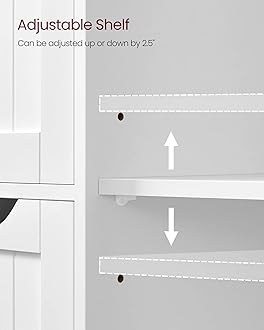 VASAGLE Bathroom Floor Storage Cabinet, Bathroom Storage Unit with 3 Drawers, 1 Adjustable Shelf, Bathroom Cabinet Freestanding, 11.8 x 23.6 x 31.5 Inches, White UBBC49WT