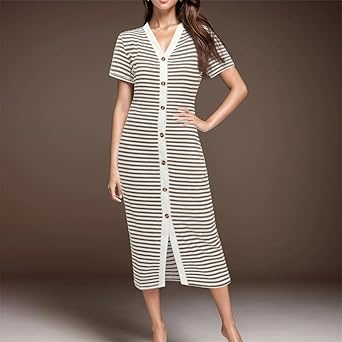SHEIN Abo a maglia a costine con bottoni davanti, per maternà SHEIN Abo a maglia a costine con bottoni davanti, per maternà
