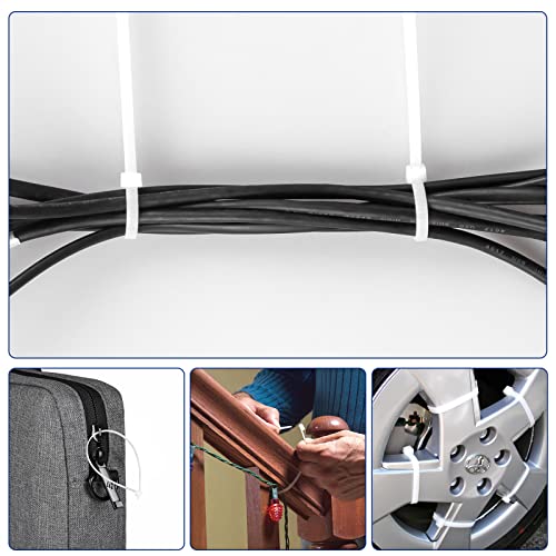 Image of 250 Pack Zip Ties 12 inch Clear Cable Tie Wraps 50 lbs Tensile Strength self-locking fastener 3.6 mm width Wire Ties for Organization and Management of Electrical Cords, Plants, and Fences