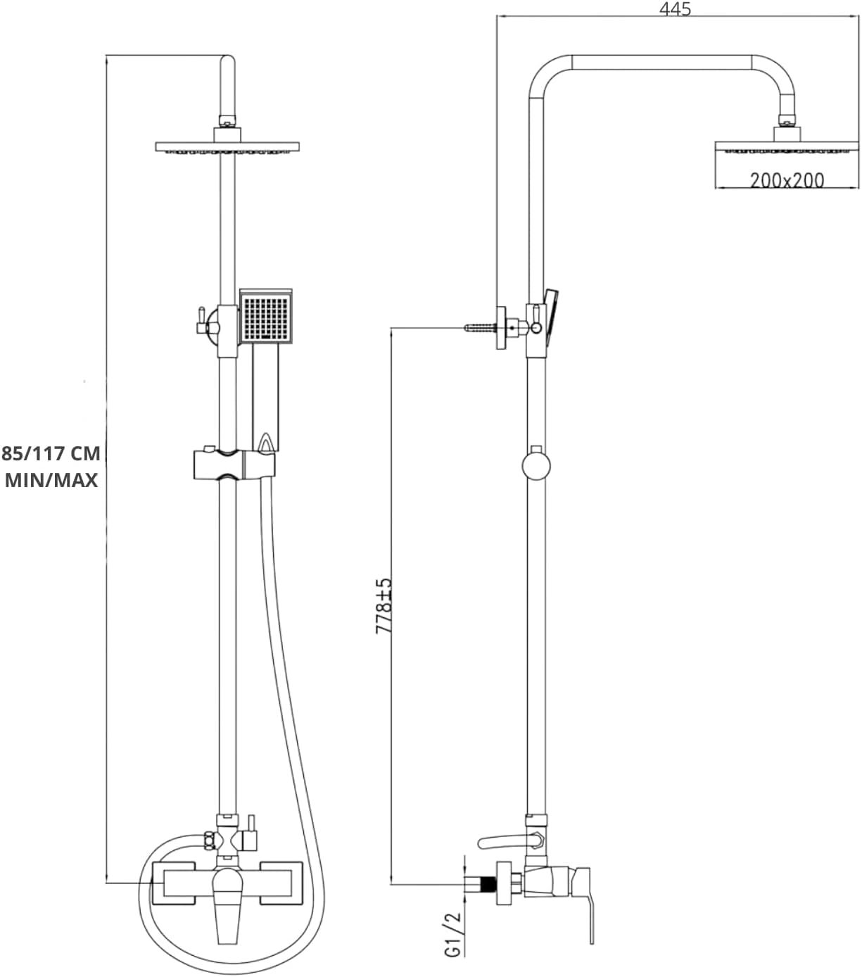 DUCHAS de baño Columna | COlumna DUCHA | COLumnade ducha CON GRIFO | columna ducha MONOMANDO | Conexión Universal | Fácil Instalación | Rociador Efecto Lluvia | Conjunto de Ducha
