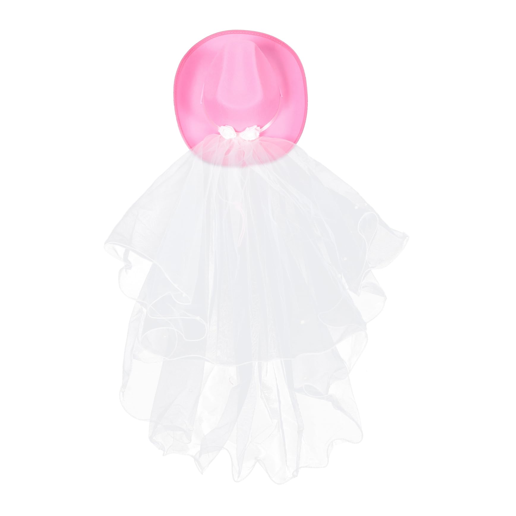 COLLBATH Fiesta Nupcial Velo Perla Sombrero De Vaquero Rizada Sombrero De Vaquero Occidental Velo De Novia Velo De Boda Novia Sombrero De Vaquera Velo De Despedida De Soltera