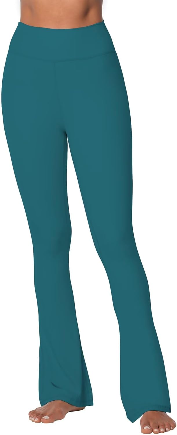 Sunzel High Waist Mini Flared Leggings for Women, Tummy Control Casual Flare Yoga Pants for Yoga Workout Gym 28" Height: 4'11" - 5'2" Large Forest Green image 4 of 8 B0D264B9SB