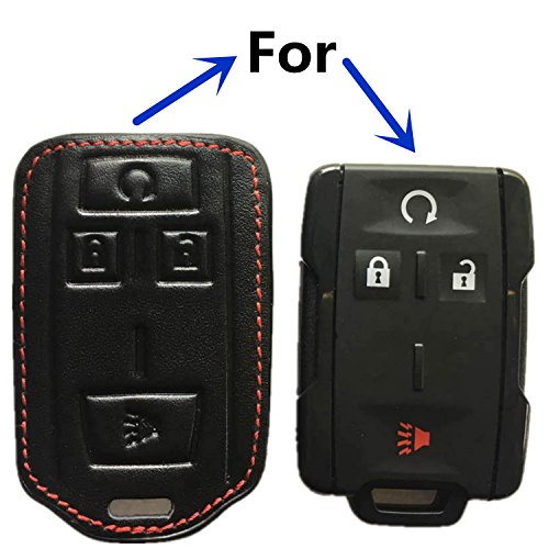 RPKEY Leather Keyless Entry Remote Control Key Fob Cover Case Protector Replacement Fit for Chevrolet Colorado Silverado 1500 2500 HD 3500 HD GMC Canyon Sierra 1500 2500 HD 3500 HD M3N-32337102…