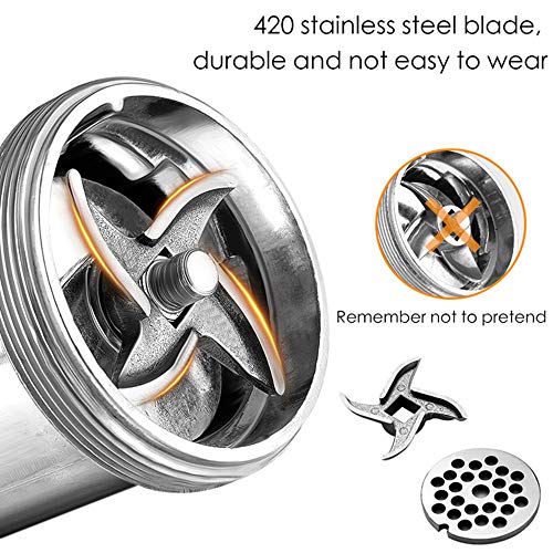 YIYU Manual Meat Grinder Hand Operated Aluminum Alloy Food Processor Multifunction Meat Grain Grinder Sausages Maker Wheat Grinder Kitchen Tools with Tabletop Clamp (L, Silver) - Thumbnail 2
