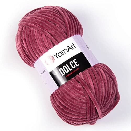 Yarn Art Dolce Yarn 100% MicroPolyester Velvet Blanket Amigurumi Super Bulky :6 Baby Chenille Yarn (1 Skein) (751)