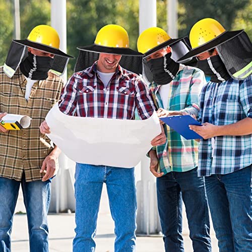 Satinior 2 Pieces Hard Hat Sun Shade Neck Protection High Visibility Full Brim Mesh And Gaiter Bandana Face Covering Scarf For Accessory, Reflective (Black) #TOP5