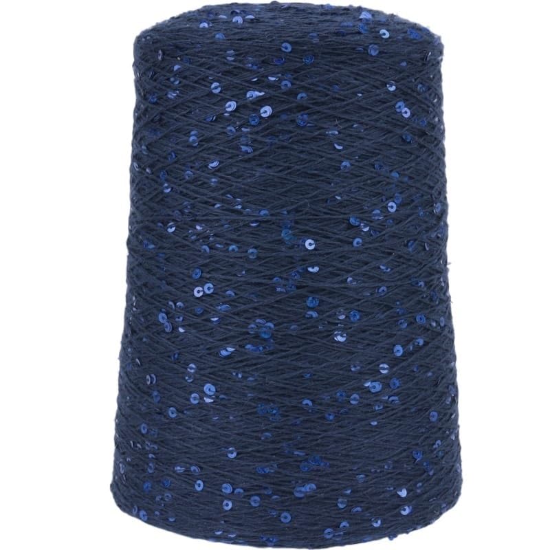 500 g 3 mm reines Baumwoll-Paillettengarn for Handstricken und Häkeln – weiches, langlebiges und vielseitiges Bastelmaterial(83#Navyblue+navyblue)