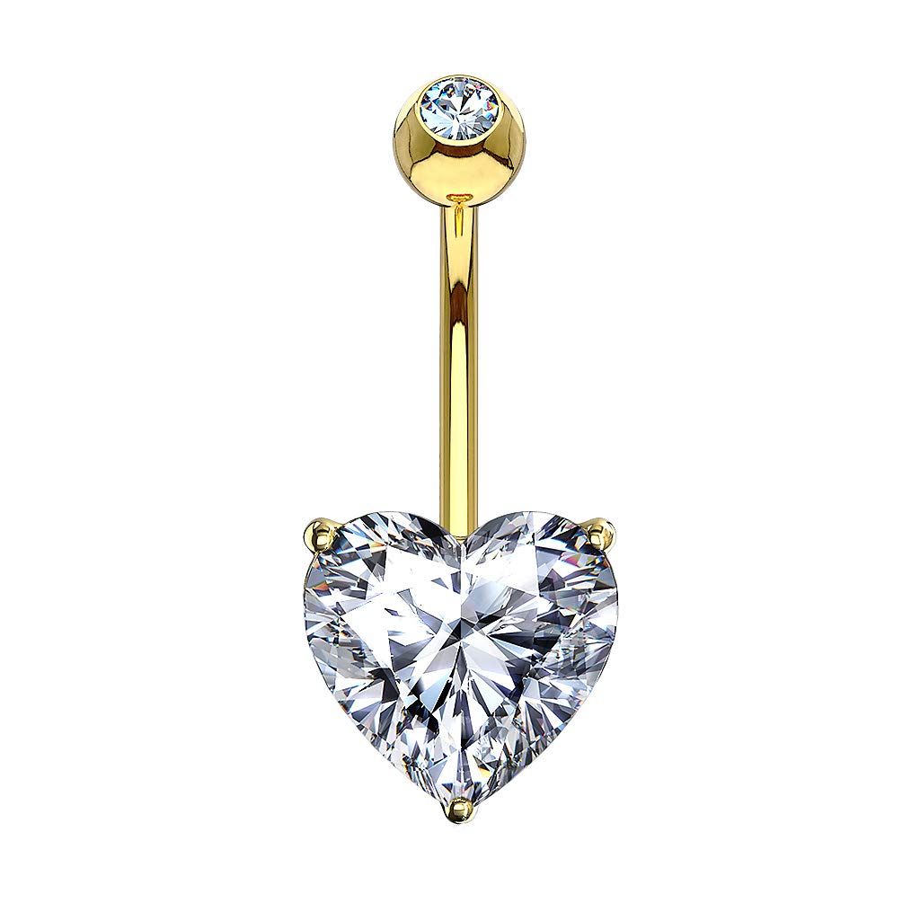 Taffstyle Bauchnabelpiercing Zirkonia Herz Echt 585 Gold 14 Karat | Farbenauswahl