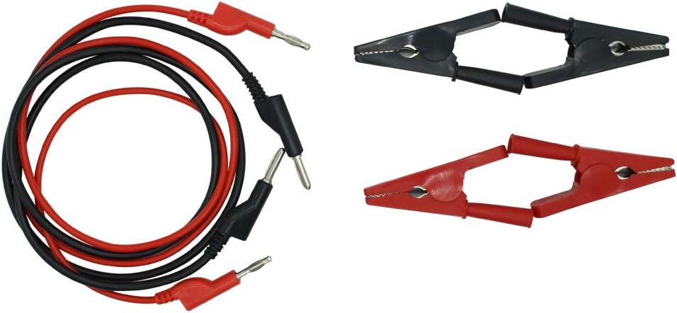 Eiechip Banana Plug Alligator Clips Electrical Alligator Clips with Wires Test Cable Double-Ended Clips Alligator Clips Insulated Test Cable Black&red 2Pieces 43inches