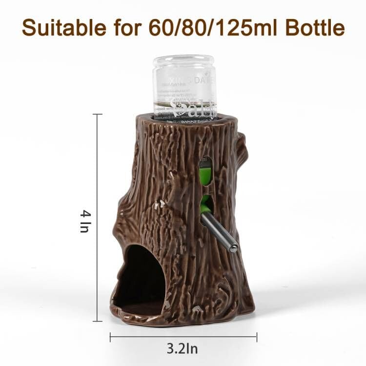 Botella de Agua para hámster para Tanque de Vidrio, Botella de Agua Ajustable 3 en 1 para hámster de 80 ml, Botella de Agua de jerbo con Soporte, dispensador de Agua de cerámica a Prueba de
