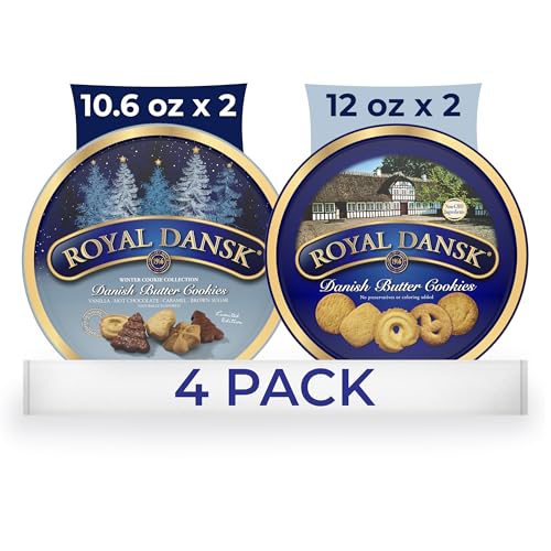 Royal Dansk Danish Butter Cookies, Holiday Cookie 4 Pack, Gift