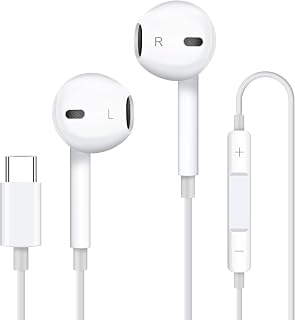 Aolcev USB C Earbuds, in-Ear Type C Headphones with Mic, Type C Earphones for Samsung Galaxy Z Flip 3/4 / 5, USB C Headphones Wired, USB C Earbuds for iPhone 15, and Most Type C Devices, White