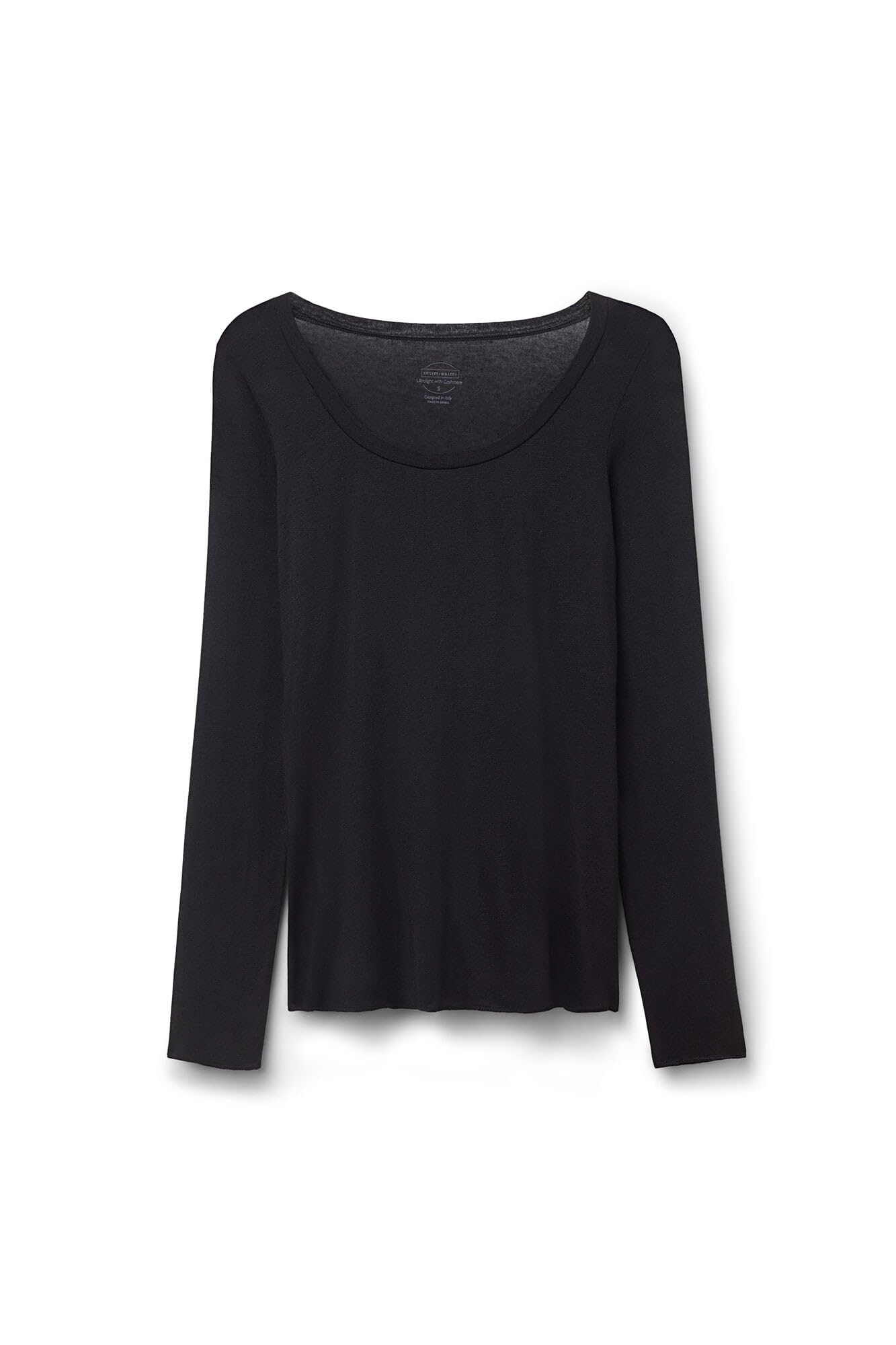 Intimissimi Woman's Sheer Long Sleeve Scoop Neck Top in Ultralight Modal with Cashmere