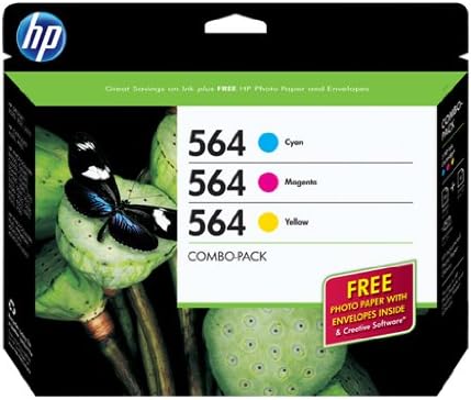HP 564 Cyan, Magenta & Yellow Original Ink Cartridges with Photo Paper, 3 pack (B3B33FN)