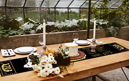 Henghere 70Th Birthday Decorations For Women Men, 70Th Birthday Party Supplies, Vintage 70Th Birthday Party, Table Runner 72 X 13 Inches - Black #TOP4