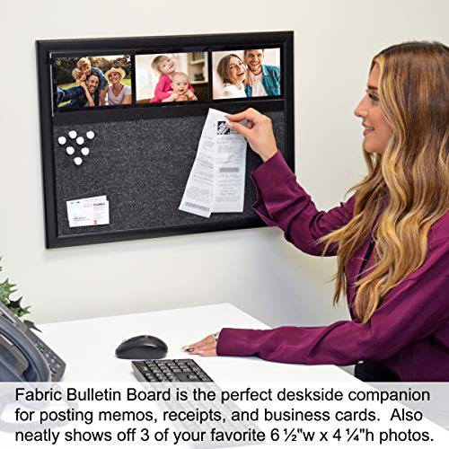 Ultimate Office Fabric Bulletin Board 24 X 18 Memo Board Plus, 3 Photo Frames And Jumbo Pushpins. Organize And Display Photos, Notes And Reminders. Ideal For Home, Office, Cubicles Or Classrooms #TOP1