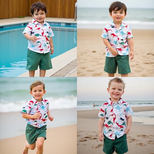 Image of Little Bitty Toddler Boy Clothes Boys Summer Outfits Cotton Short Sleeve T-Shirt & Shorts Set 2-7Yrs