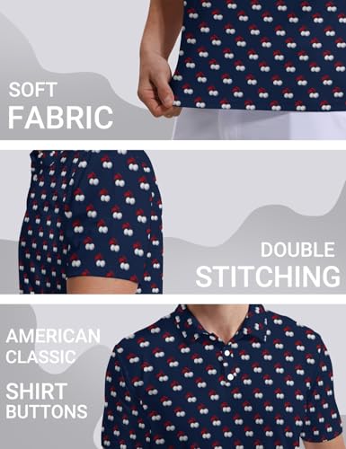 SKYNORA Golf Shirts for Men, Polo Shirts Short Sleeve Moisture Wicking Quick Dry Performance Print Golf Polo Shirts for Men4