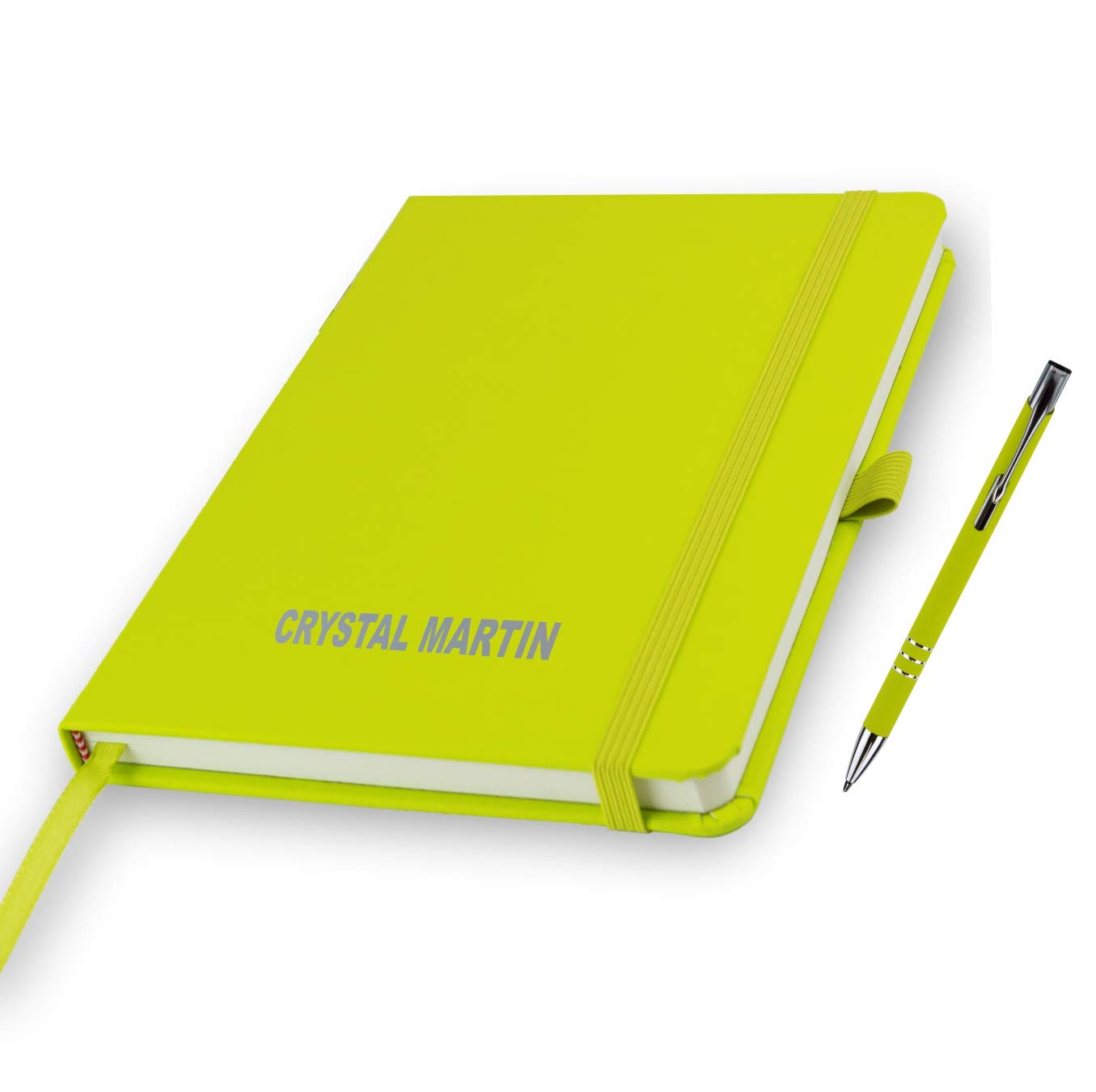 That's My Pencil Personalised A5 Notebooks/Note Pad- Printed with Name with a matching pens (Lime) — image 1