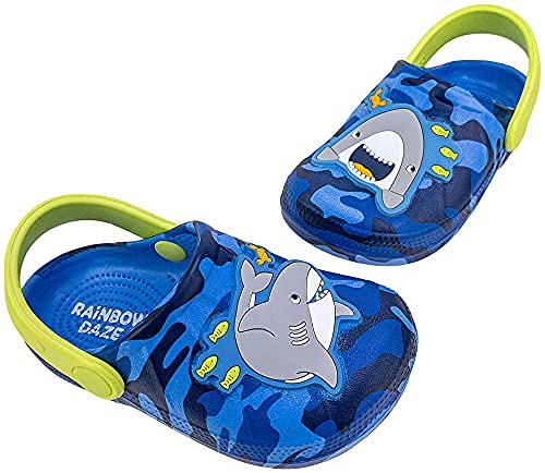 Rainbow Daze Boy's Molded Clog, Shark With Swivel Strap, Blue, Toddler Size 7 #TOP2