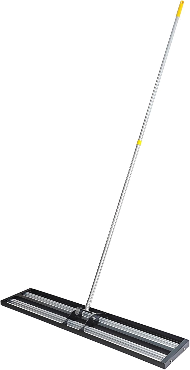 48"x10"Lawn Leveling Rake with Aluminum Rollers, Stainless Steel Yard Lawn Leveler Tool with Adjustable Long Handle, Yard Leveling Rake Suit, Levelawn Tool for Soil, Grass, Golf Course, Garden, Farm