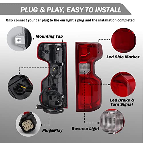 Clidr Led Tail Light Assembly Compatible With For 2019-2023 Chevy Silverado 1500 84678150 Rear Passenger Side (Right) #TOP4