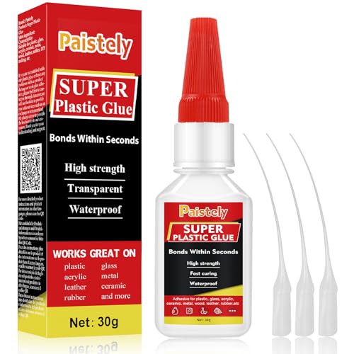 Plastic Glue, Waterproof and Heat-Resistant Strong Glue for Plastic, Superglue for Bonding Glass, Vinyl, Acrylic, PVC, Metal, etc. (30g)