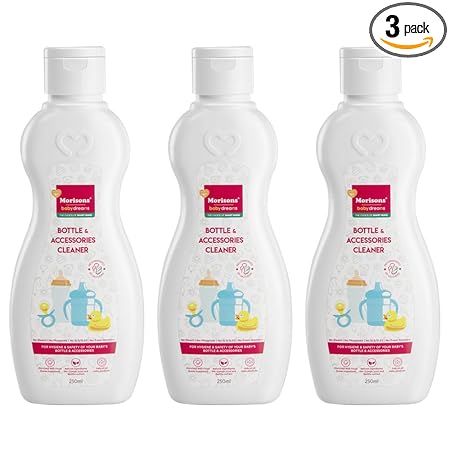 Morisons Baby Dreams Feeding Bottle & Accessory Cleaner | Anti-Bacterial | Safe for Babies | Kills Germs | Leaves no Residue | Made with Natural Ingredients | 250ml Pack of 3