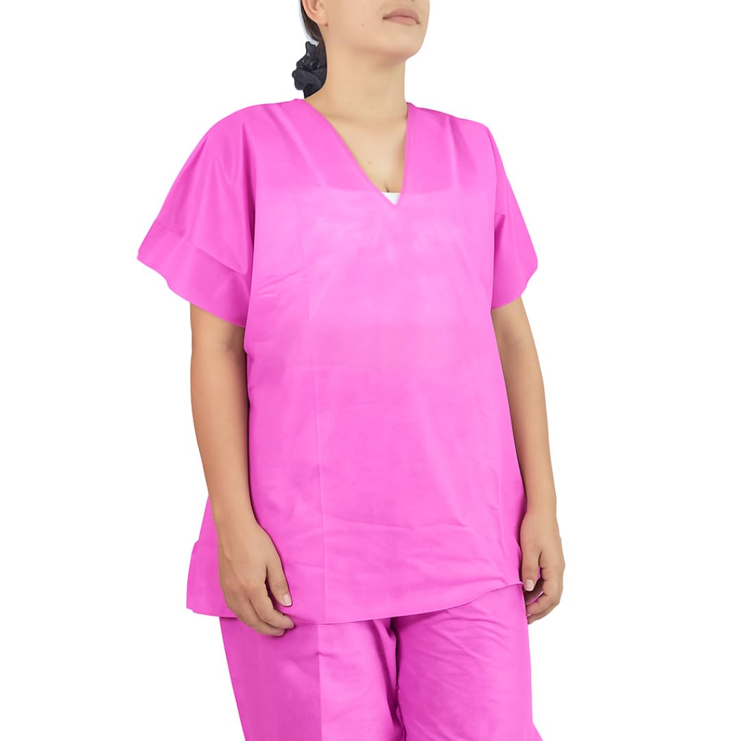 20 Pcs Disposable Scrub Set – 10 Pants + 10 Shirts | Medical Uniform | For Hospital, Clinic & Lab | Unisex One-Size, Adult