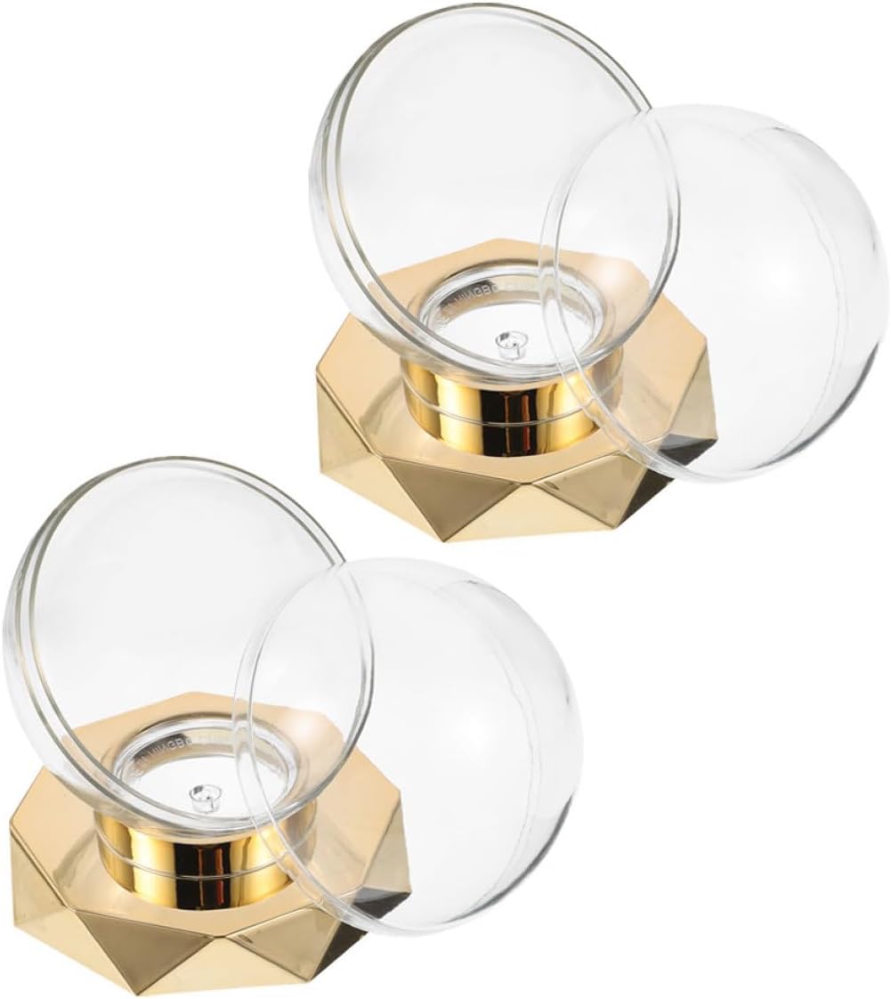 Outanaya 2pcs Baseball Display Cases with Cover and Gold Base, Plastic Sports Memorabilia Storage Cubes for Baseballs and Golf Balls Collectors
