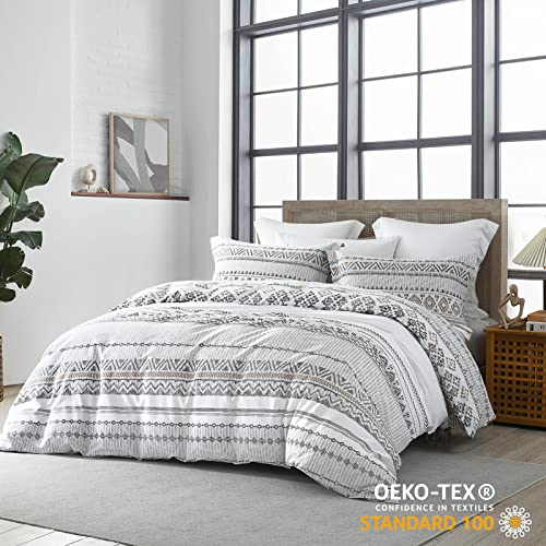 Cozydh Boho Duvet Cover Queen Size - 100% Cotton 400Tc Aztec Duvet Cover Set, Summer Lightweight Bohemian Geometric Pattern 3Pcs Bedding Set With Zipper Closure 8 Ties (Queen, 90 X 90, No Comforter) #TOP1