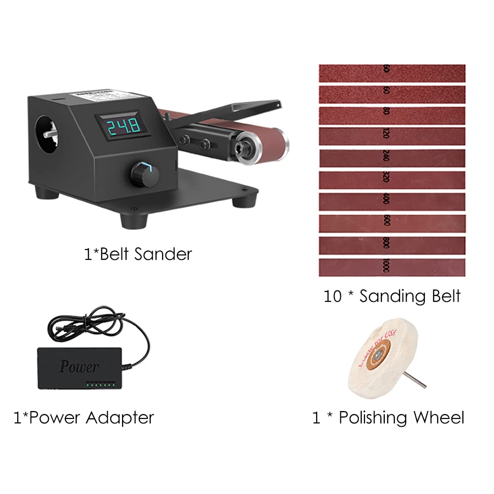 Adjustable Angle High Speed Electric Belt Sander with Powerful 350W Motor for Metal Wood Acrylic Grinding Forward and Reverse Rotation (US & Type 1)