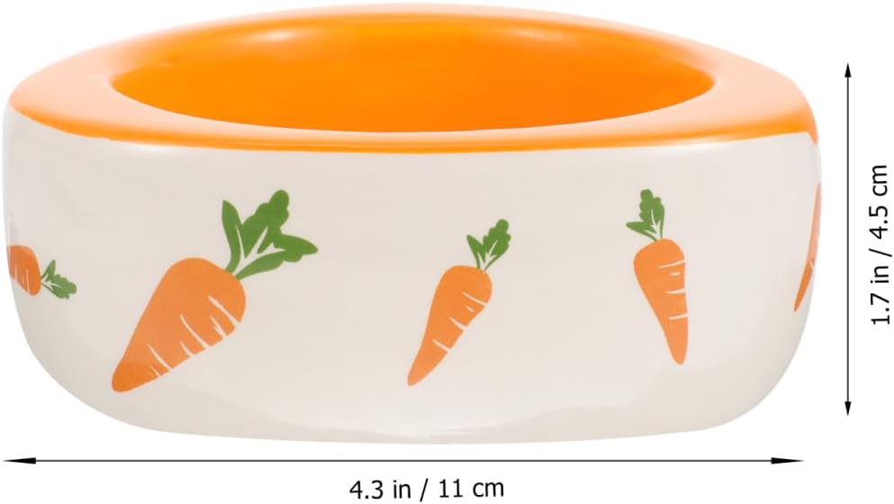 POPETPOP Ceramic Hamster Food Bowl 4.33In Non-Tip Small Animal Feeding Dish with Carrot Design for Hamsters Rats Guinea Pigs Chinchillas Daily Food and Water